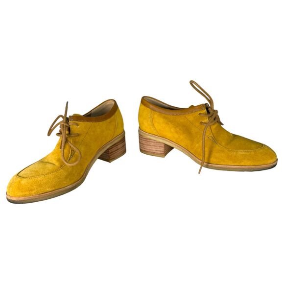 Clarks Originals Phenia Strand Lace Up Mustard Brown Leather Heeled Loafer 8 - Picture 2 of 9